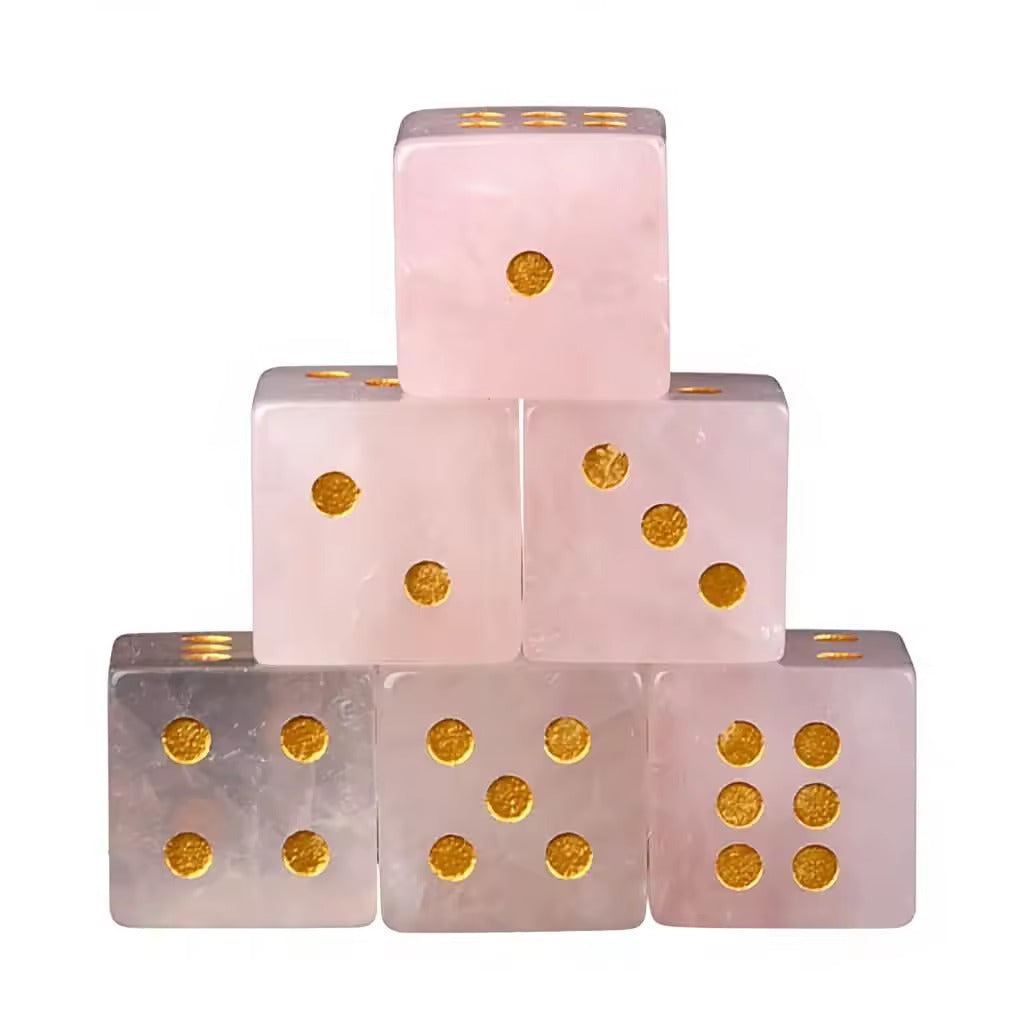 Natural Gemstone Mahjong Dice — Set of 6