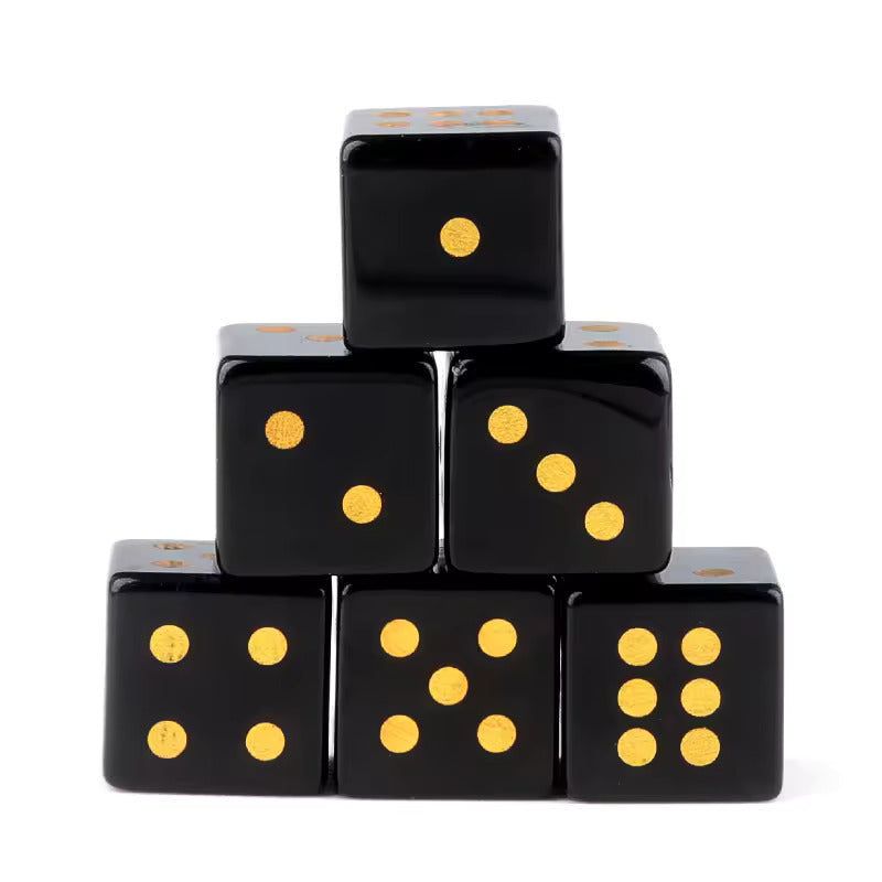 Natural Gemstone Mahjong Dice — Set of 6