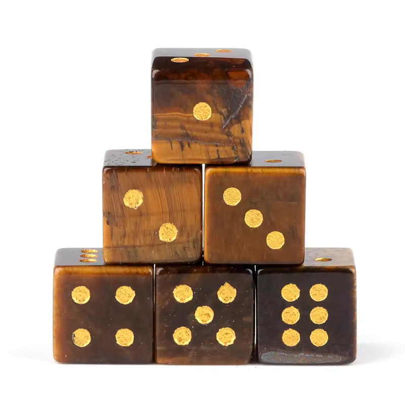 Natural Gemstone Mahjong Dice — Set of 6