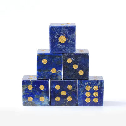 Natural Gemstone Mahjong Dice — Set of 6