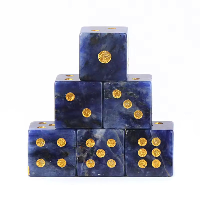 Natural Gemstone Mahjong Dice — Set of 6