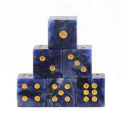 Natural Gemstone Mahjong Dice — Set of 6