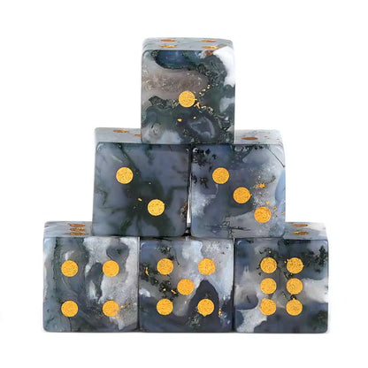 Natural Gemstone Mahjong Dice — Set of 6