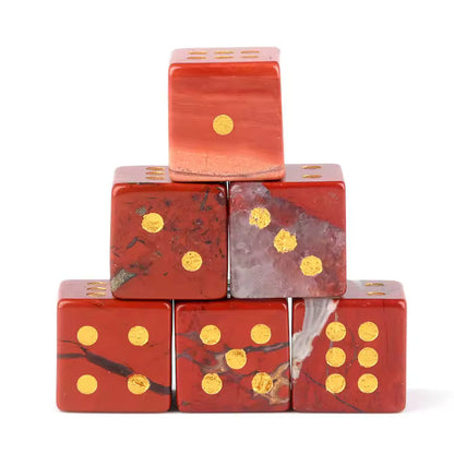 Natural Gemstone Mahjong Dice — Set of 6