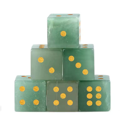 Natural Gemstone Mahjong Dice — Set of 6