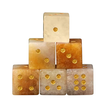 Natural Gemstone Mahjong Dice — Set of 6