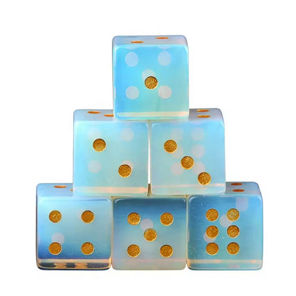 Natural Gemstone Mahjong Dice — Set of 6