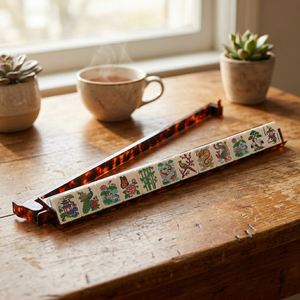 Tortoise Shell Mahjong Rack & Pusher Set
