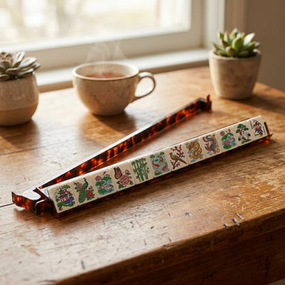 Tortoise Shell Mahjong Rack & Pusher Set