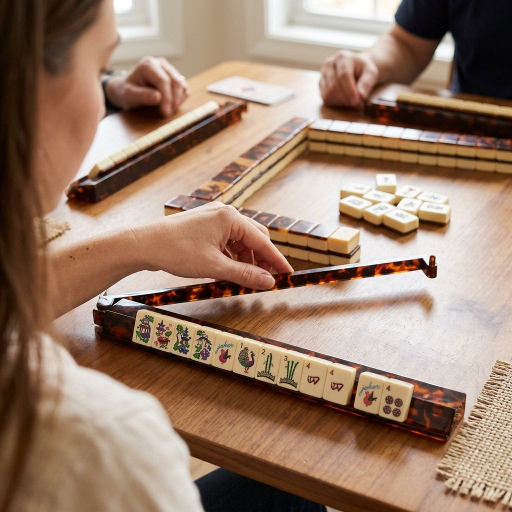 Tortoise Shell Mahjong Rack & Pusher Set
