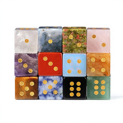 Natural Gemstone Mahjong Dice — Set of 6