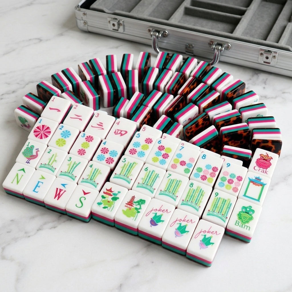 Stripe & Tortoise — 160-Piece Bold Luxury Mahjong Set for the Player Who Plays in Color