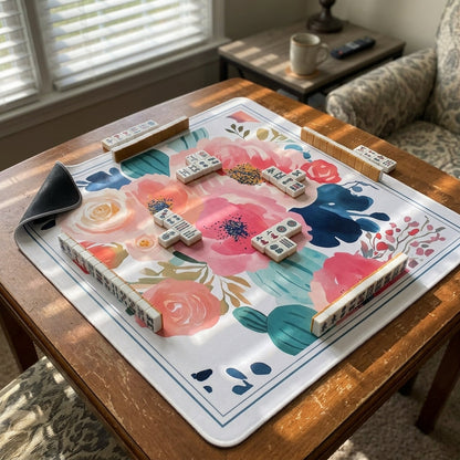 Floral Mahjong Mat For Elegant Gatherings