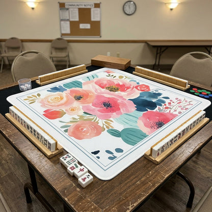 Floral Mahjong Mat For Elegant Gatherings