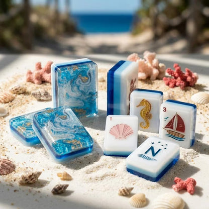Ocean Blue Mermaid Luxury American Mahjong Set — 160 NMJL-Ready Tiles