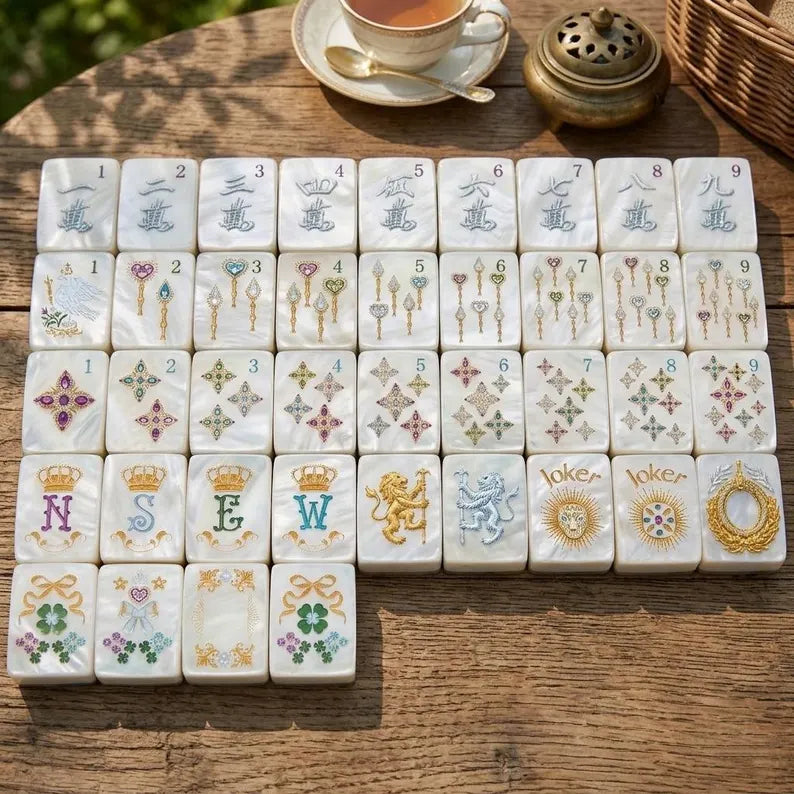 Mother-of-Pearl & Gold Luxury American Mahjong Set — 160 NMJL-Ready Tiles