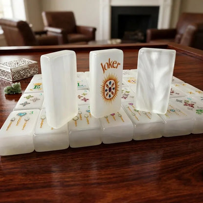 Mother-of-Pearl & Gold Luxury American Mahjong Set — 160 NMJL-Ready Tiles
