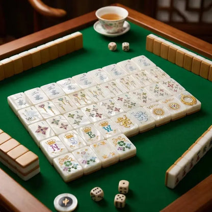 Mother-of-Pearl & Gold Luxury American Mahjong Set — 160 NMJL-Ready Tiles